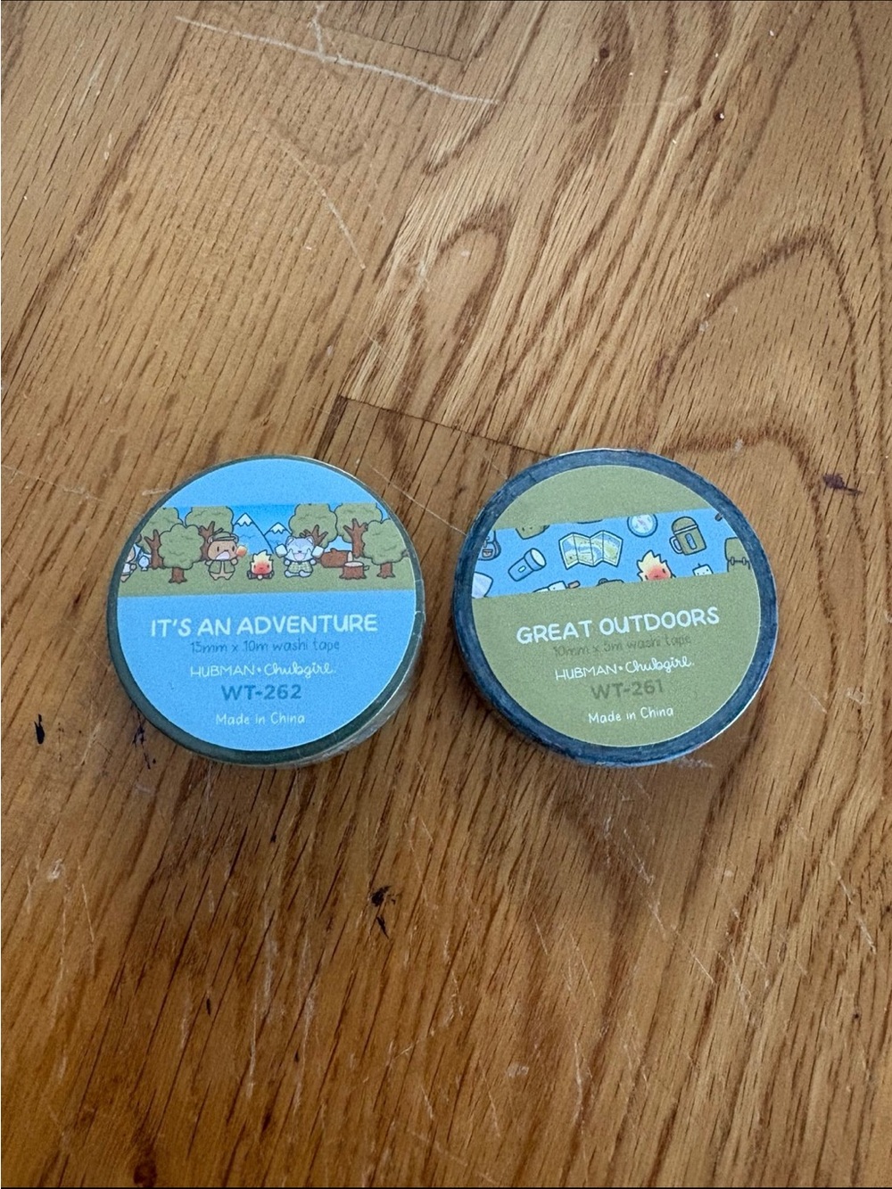 Hubman and Chubgirl camping washi tape set It’s an Adventure and Great Outdoors